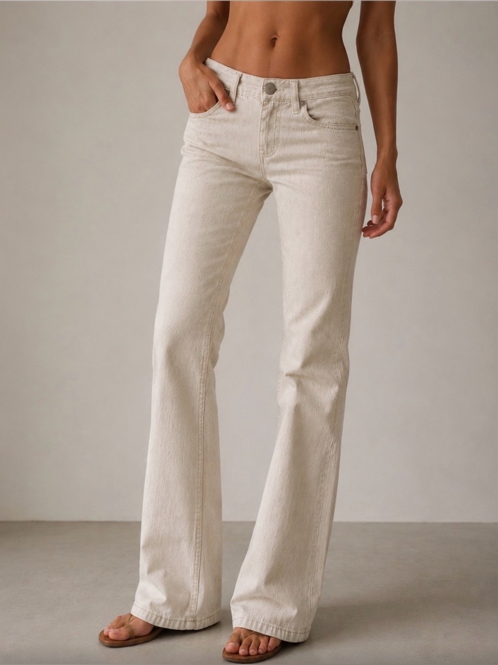 Vintage Y2K Juicy Couture Cream Corduroy Low Rise Flare Pants Size 28